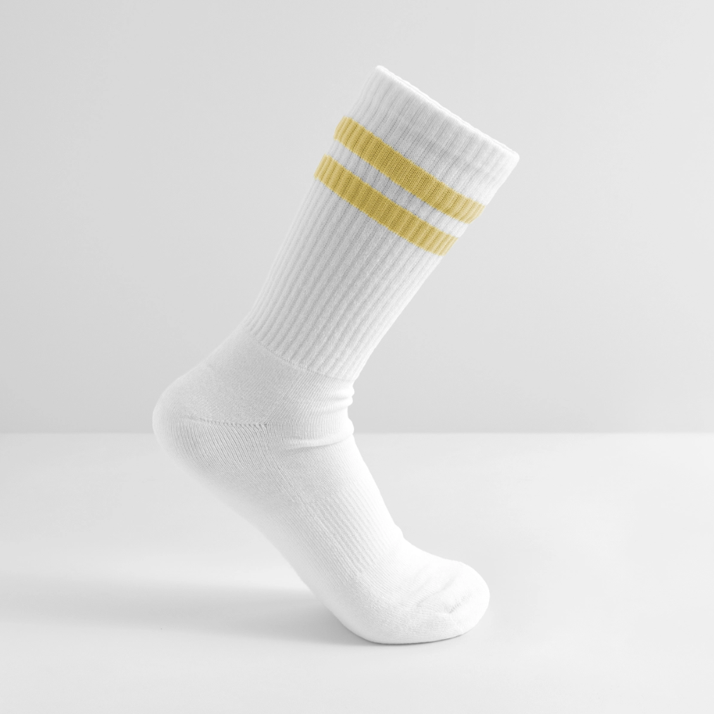 Gestreifte Tennissocken - Weiß/Gelb