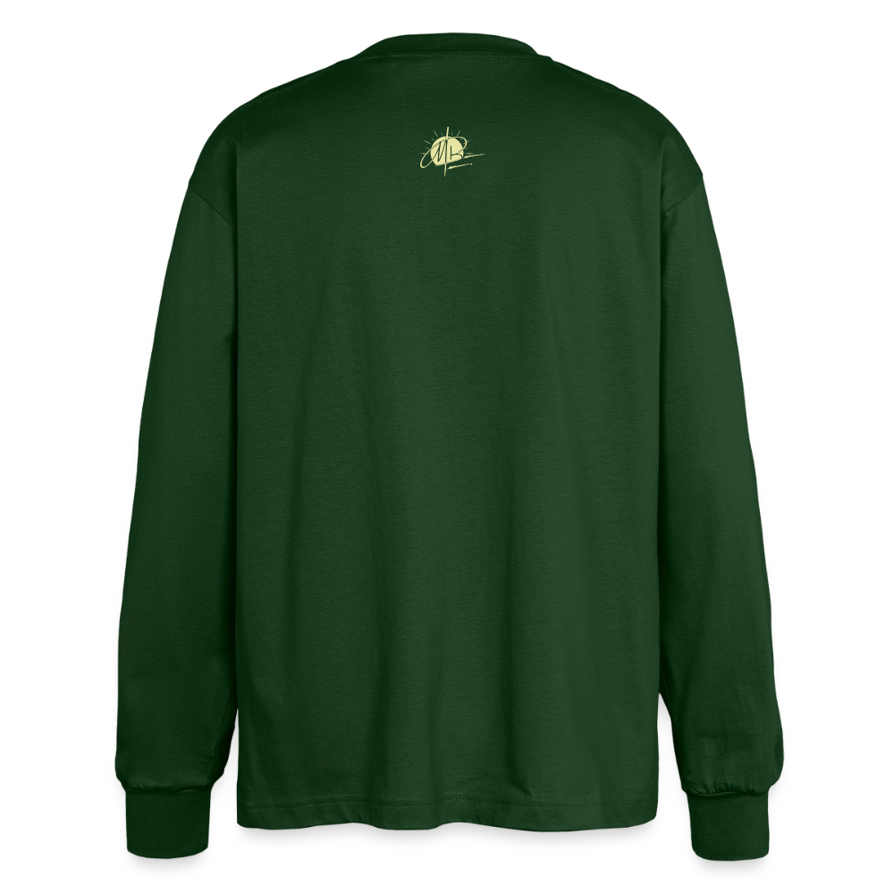Oversized Langarmshirt - Flaschengrün