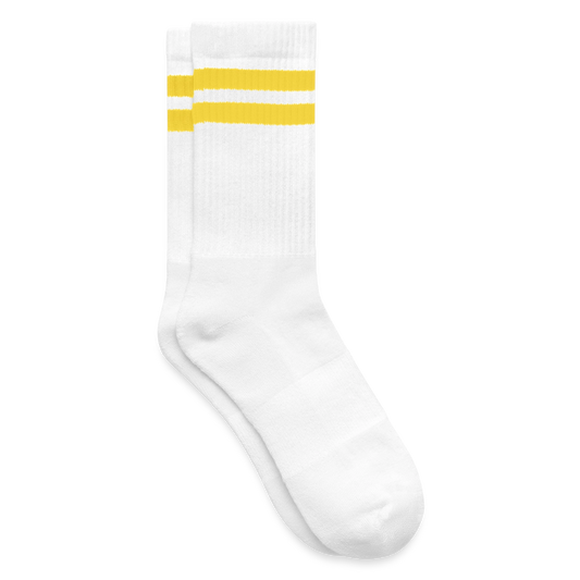 Gestreifte Tennissocken - Weiß/Gelb